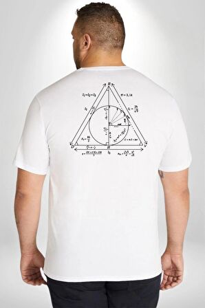 Pisagor Çember Matematik Büyük Beden Beyaz Tişört Kadın Erkek Ünisex Sırt Baskılı