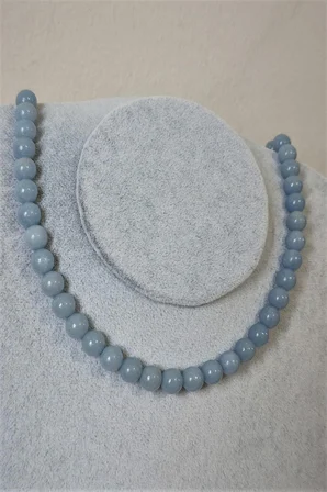 Sertifikalı 8 Mm Anjelit (melek Taşı ) Doğaltaş Kolye