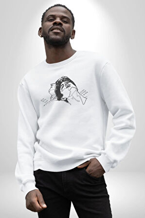 Elio ve Oliver Call Me By Your Name Kadın Erkek  Beyaz Baskılı Sweatshirt 