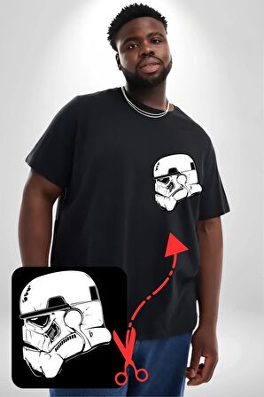Klon Trooper Star Wars Kahramanı Siyah Büyük Beden Kadın Basic Minimal Baskılı Tişört
