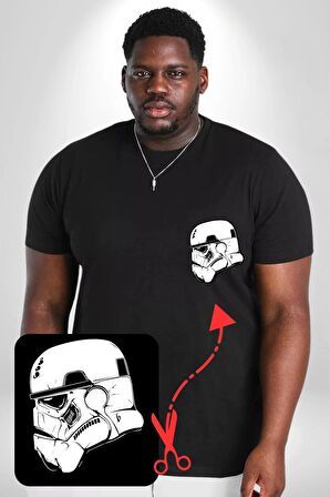 Klon Trooper Star Wars Kahramanı Siyah Büyük Beden Kadın Basic Minimal Baskılı Tişört