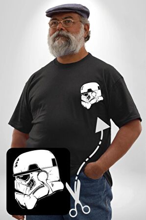 Klon Trooper Star Wars Kahramanı Siyah Büyük Beden Kadın Basic Minimal Baskılı Tişört