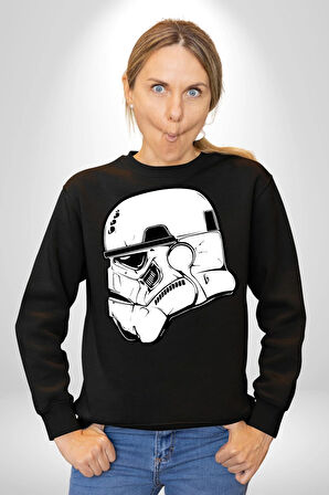 Klon Trooper Star Wars Kahramanı Kadın Erkek Siyah Sweatshirt 