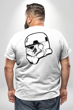 Klon Trooper Star Wars Kahramanı Büyük Beden Beyaz Tişört Kadın Erkek Ünisex Sırt Baskılı