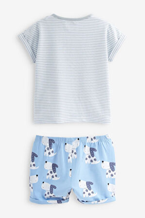 Next Baby % 100 Pamuklu Blue Dog Şortlu Alt Üst Takım