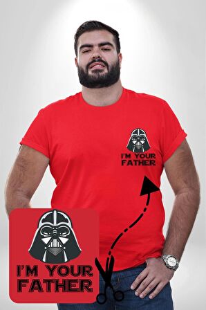 Darth Vader Ben Senin Babanım Kırmızı Büyük Beden Kadın Basic Minimal Baskılı Tişört