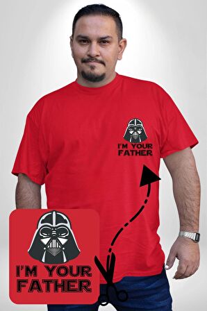 Darth Vader Ben Senin Babanım Kırmızı Büyük Beden Kadın Basic Minimal Baskılı Tişört