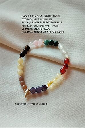 Sertifikalı 6 Mm Güneş Taşı,sitrin,kalsit,pembe Kuvars,ametist,apatit, Selenit Doğaltaş Bileklik