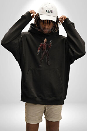 Chris Pratt Yenilmezle Kadın Erkek  Siyah Kapüşonlu Sweatshirt Hoodie
