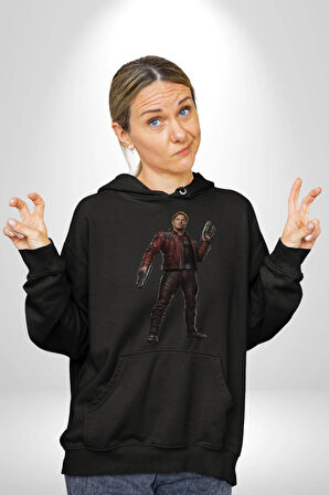 Chris Pratt Yenilmezle Kadın Erkek  Siyah Kapüşonlu Sweatshirt Hoodie