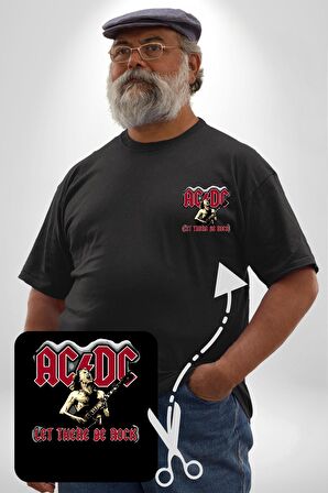AC/DC Let There Be Rock Siyah Büyük Beden Kadın Basic Minimal Baskılı Tişört