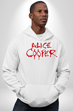 Alice Cooper Rock Solist Metalin Babası From The İnside İçeriden 1978 Kadın Erkek  Beyaz Kapüşonlu Sweatshirt Hoodie