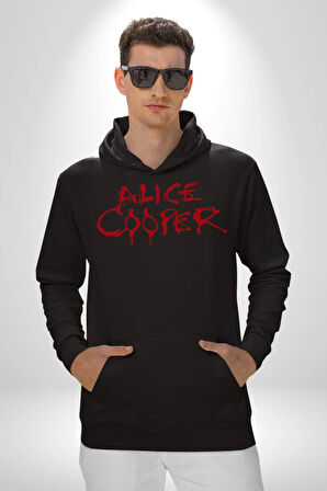 Alice Cooper Rock Solist Metalin Babası From The İnside İçeriden 1978 Kadın Erkek  Siyah Kapüşonlu Sweatshirt Hoodie