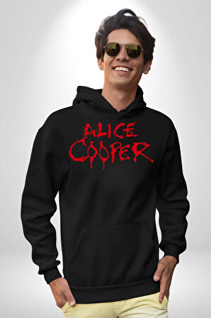 Alice Cooper Rock Solist Metalin Babası From The İnside İçeriden 1978 Kadın Erkek  Siyah Kapüşonlu Sweatshirt Hoodie