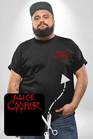 Alice Cooper Rock Solist Metalin Babası From The İnside İçeriden 1978 Siyah Büyük Beden Kadın Basic Minimal Baskılı Tişört