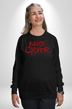 Alice Cooper Rock Solist Metalin Babası From The İnside İçeriden 1978 Kadın Erkek Siyah Sweatshirt 