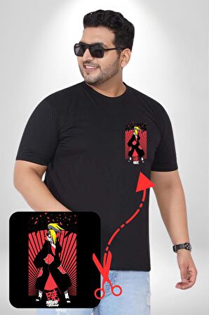 Naruto Shippuden Deidara Jutsu ile Kanji Siyah Büyük Beden Kadın Basic Minimal Baskılı Tişört