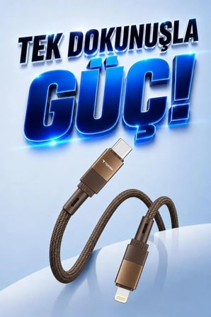 Premium Telefon Aksesuarı Hızlı Bağlantı Şarj Kablosu Type-C to Lightning U18 Kahverengi