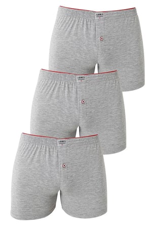 Delux Serisi İç Çamaşırı Bay Çamaşır Alt Giyim Erkek Gri Düğmeli Boxer 3'lü Paket %100 Pamuklu Penye