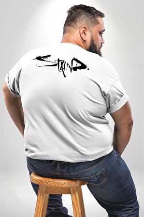 Staind Büyük Beden Beyaz Tişört Kadın Erkek Ünisex Sırt Baskılı