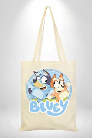 Bluey  35X40 Kadın Erkek Çocuk Ekru Ham Bez Çanta