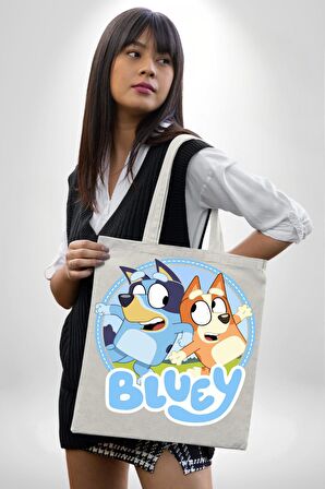 Bluey  35X40 Kadın Erkek Çocuk Ekru Ham Bez Çanta