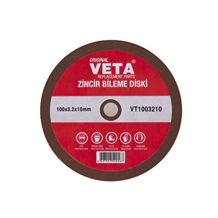 MOTORLU TESTERE ZİNCİR BİLEME DİSKİ 100X3.2X10 MM VETA İNCE