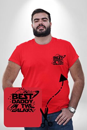 Galaksideki En İyi Baba Kırmızı Büyük Beden Kadın Basic Minimal Baskılı Tişört