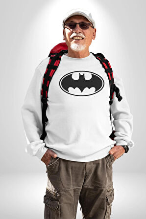 Batman Kadın Erkek Beyaz Sweatshirt 