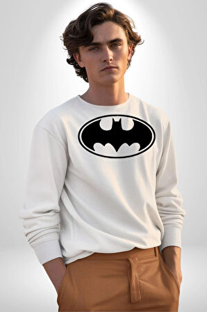 Batman Kadın Erkek Beyaz Sweatshirt 
