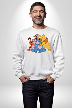 Winnie the Pooh Piglet Bal Küpü Kadın Erkek Beyaz Sweatshirt 