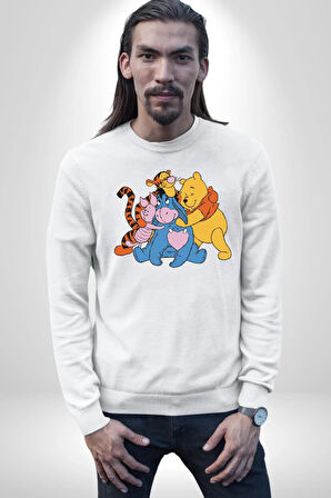 Winnie the Pooh Piglet Bal Küpü Kadın Erkek Beyaz Sweatshirt 