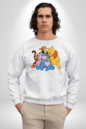 Winnie the Pooh Piglet Bal Küpü Kadın Erkek Beyaz Sweatshirt 
