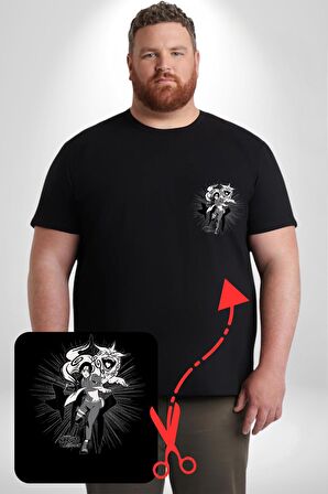 Naruto Shippuden Sai Lion Siyah Büyük Beden Kadın Basic Minimal Baskılı Tişört