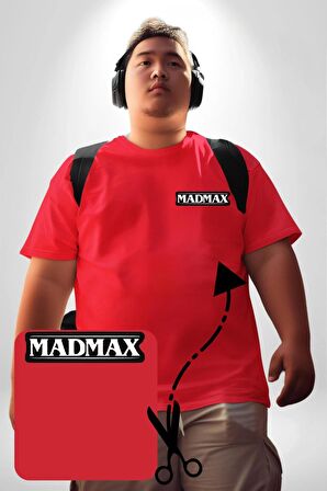 Madmax Kırmızı Büyük Beden Kadın Basic Minimal Baskılı Tişört