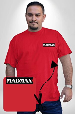 Madmax Kırmızı Büyük Beden Kadın Basic Minimal Baskılı Tişört