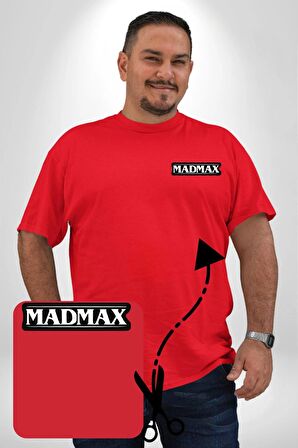 Madmax Kırmızı Büyük Beden Kadın Basic Minimal Baskılı Tişört