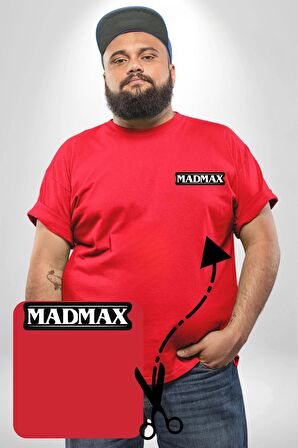 Madmax Kırmızı Büyük Beden Kadın Basic Minimal Baskılı Tişört