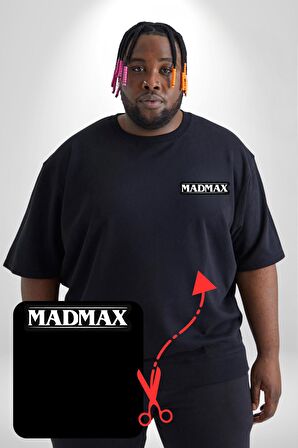 Madmax Siyah Büyük Beden Kadın Basic Minimal Baskılı Tişört
