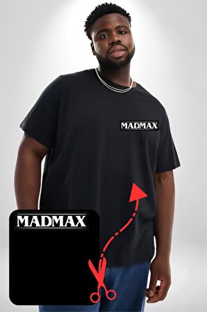 Madmax Siyah Büyük Beden Kadın Basic Minimal Baskılı Tişört
