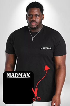 Madmax Siyah Büyük Beden Kadın Basic Minimal Baskılı Tişört