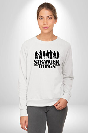 Stranger Things Kadın Erkek Beyaz Sweatshirt 