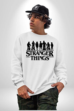 Stranger Things Kadın Erkek Beyaz Sweatshirt 