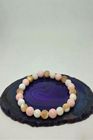 Sertifikalı Renkli Sedef Doğaltaş Bileklik