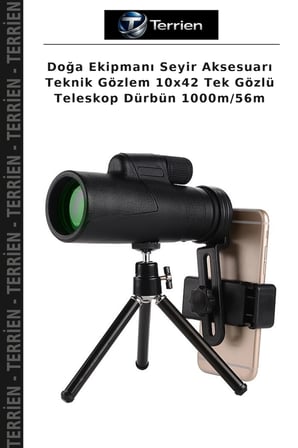 Doğa Ekipmanı Seyir Aksesuarı Teknik Gözlem 10x42 Tek Gözlü Teleskop Dürbün 1000m/56m
