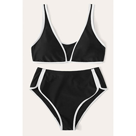 Kadın Siyah Pedli Yüksel Bel Sütyen Külot Takımı