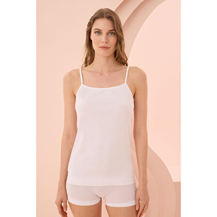 İp Askılı Beyaz Ribana Atlet