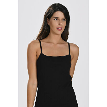 MARSiLYAN- İp Askılı Siyah Ribana Atlet