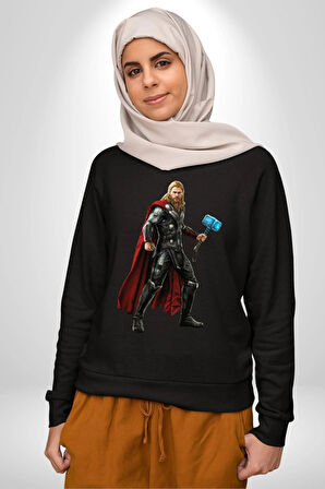 Thor Kadın Erkek Siyah Sweatshirt 