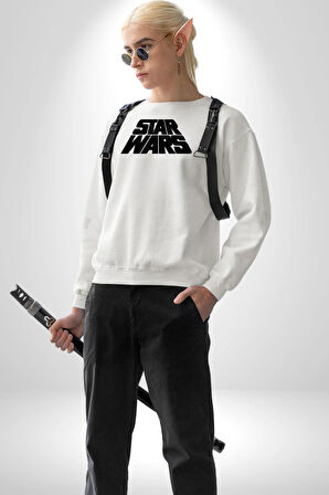 Star Wars Kadın Erkek Beyaz Sweatshirt 